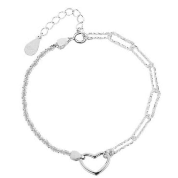 The Multimedia Dainty Heart link pendant bracelet in 925 silver. - Picture 5 of 12